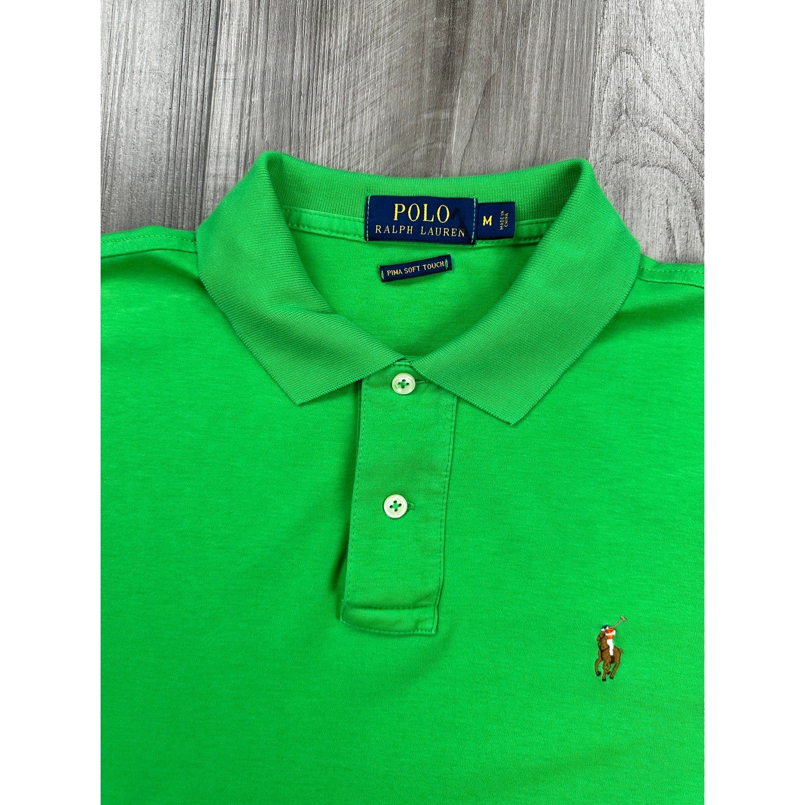 Polo Ralph Lauren Pima Soft Touch Interlock Polo in Light Bright Green — Size Medium // Preowned