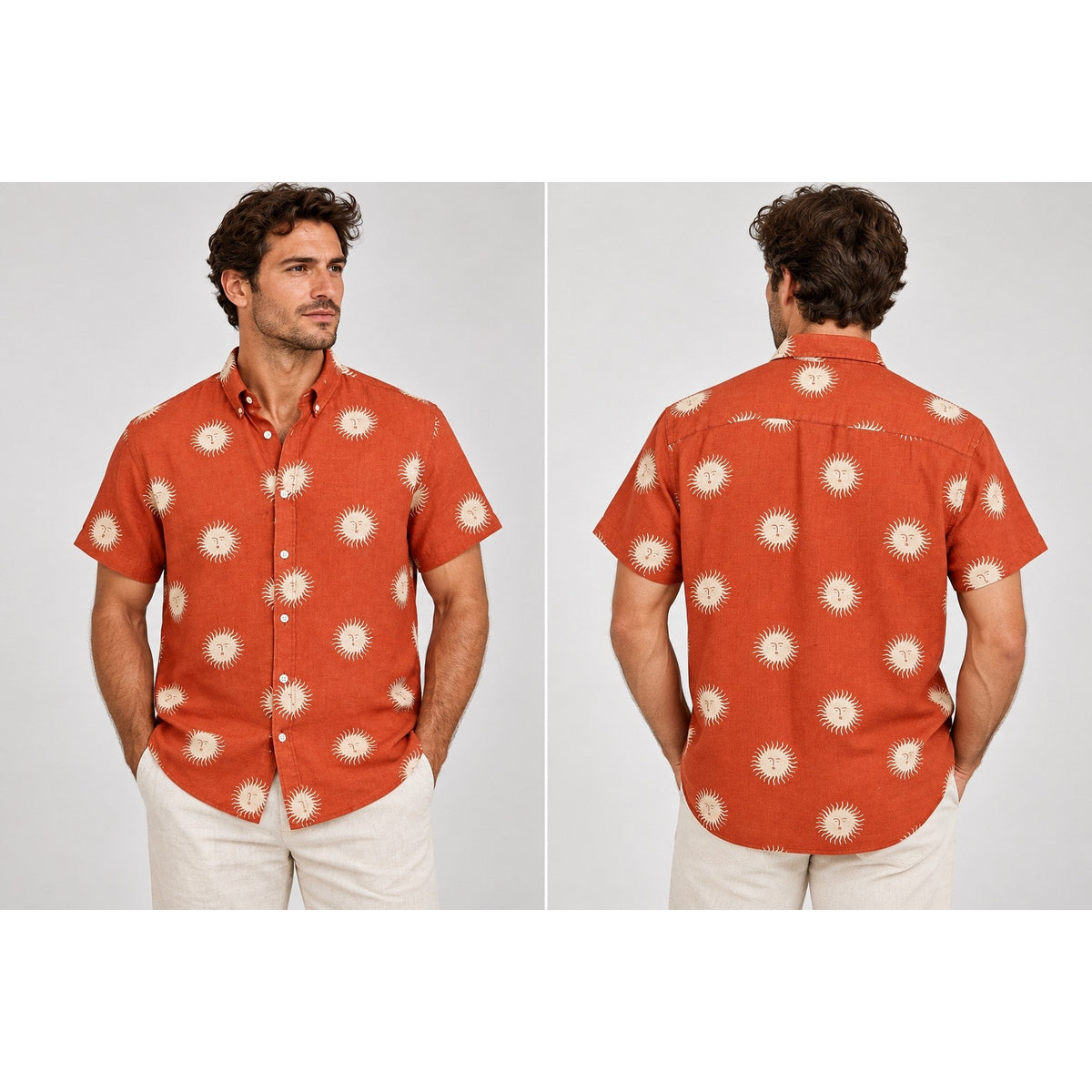 OLOW x Isabelle Vandeplassche Linen Sun Short Sleeve Button Down Shirt — Size Medium // Preowned