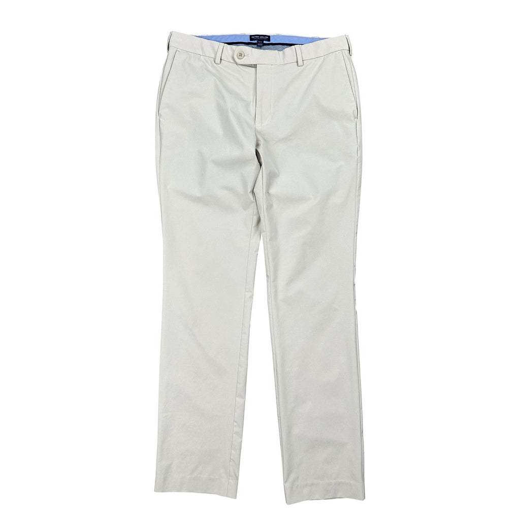 Peter Millar Surge Tailored Fit Crown Crafted Trouser Pants in Stone — Size 33x32 // Preowned