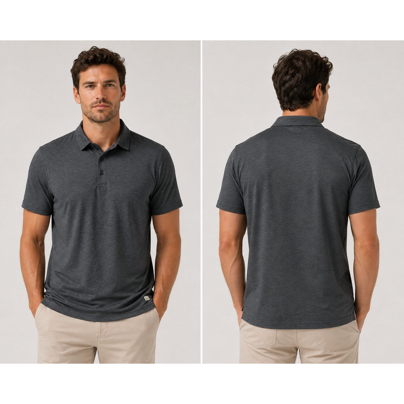 Vuori Strato Tech Polo in Heather Charcoal — Size Medium // Preowned