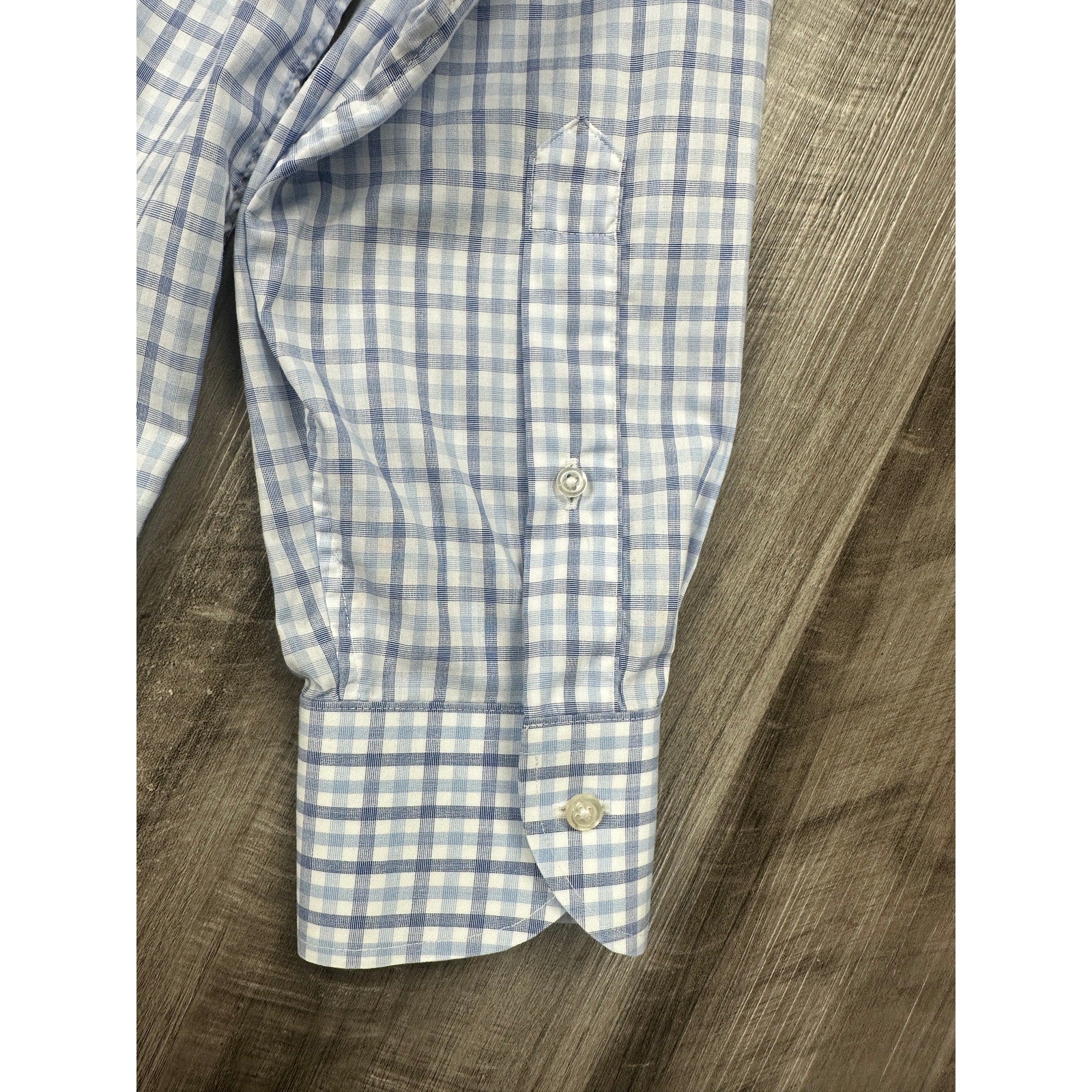 Proper Cloth Irving Blue End on End Check Long Sleeve Shirt in Blue, White — Size Medium // Preowned