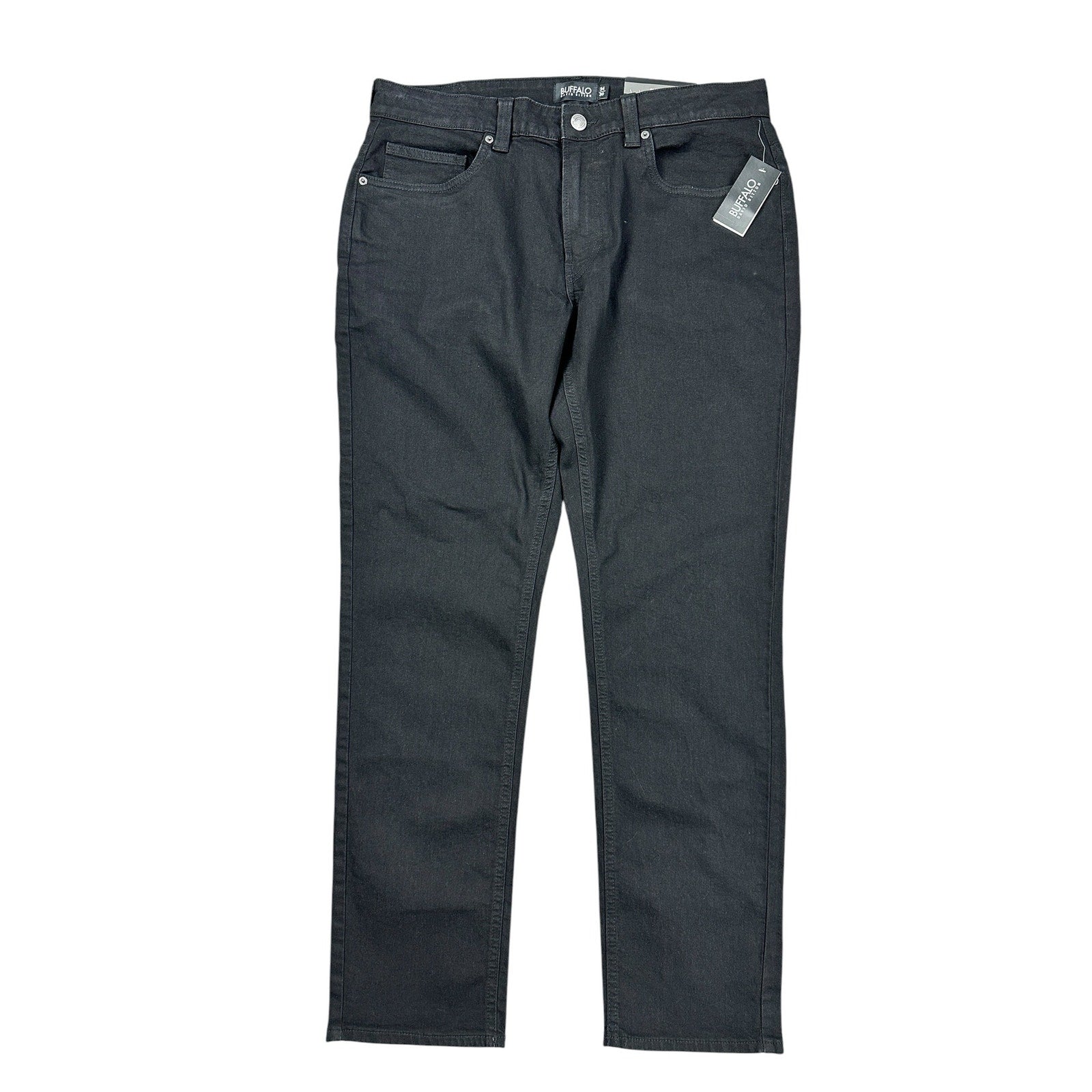 Buffalo David Bitton Ash Slim Black Rinse Stretch Denim Jeans — 34x30