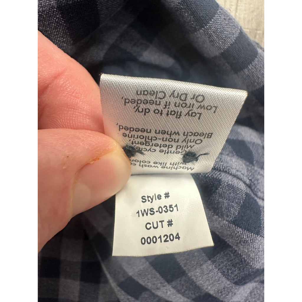 Mizzen+Main City Flannel Trim Performance Gingham Check Long Sleeve Button Down Shirt — Size Large // Preowned