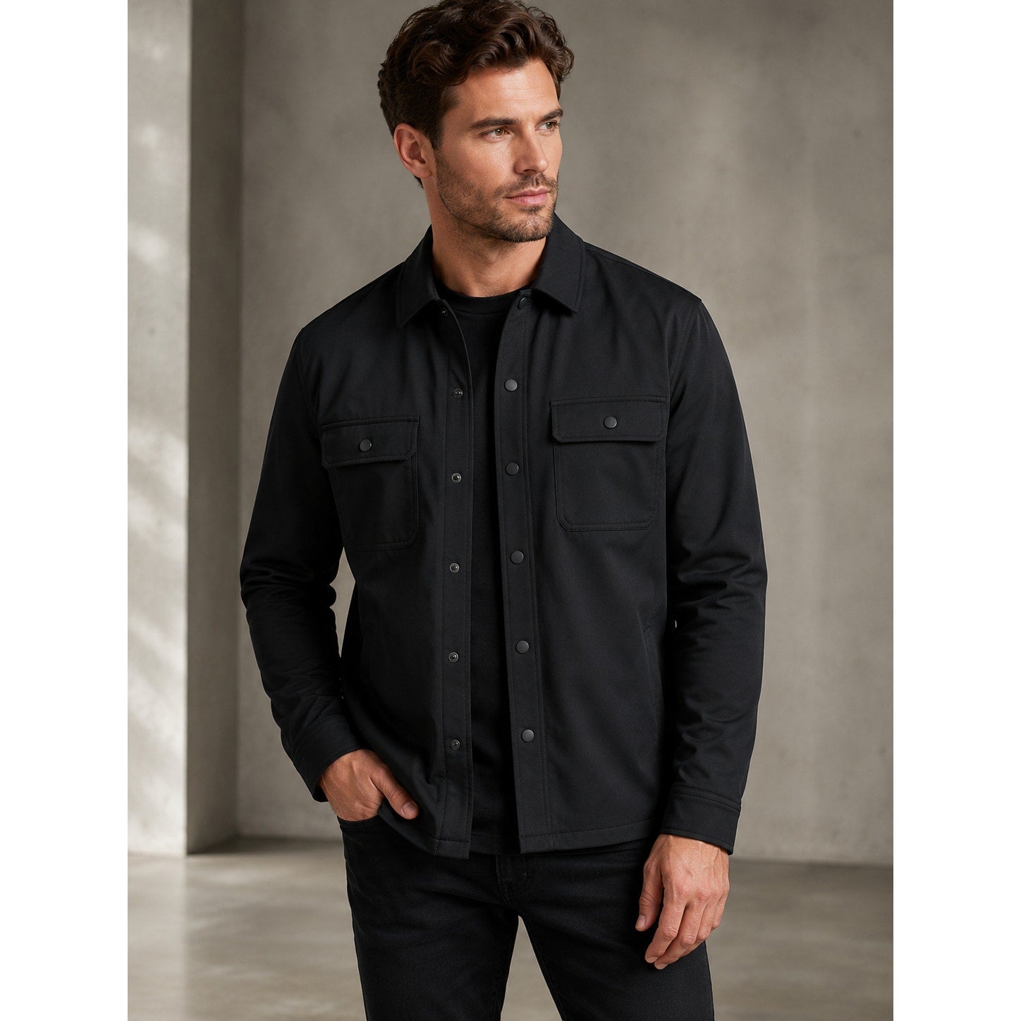 Psycho Bunny Black Harrison Overshirt Full Snap Button Jacket - 3XL