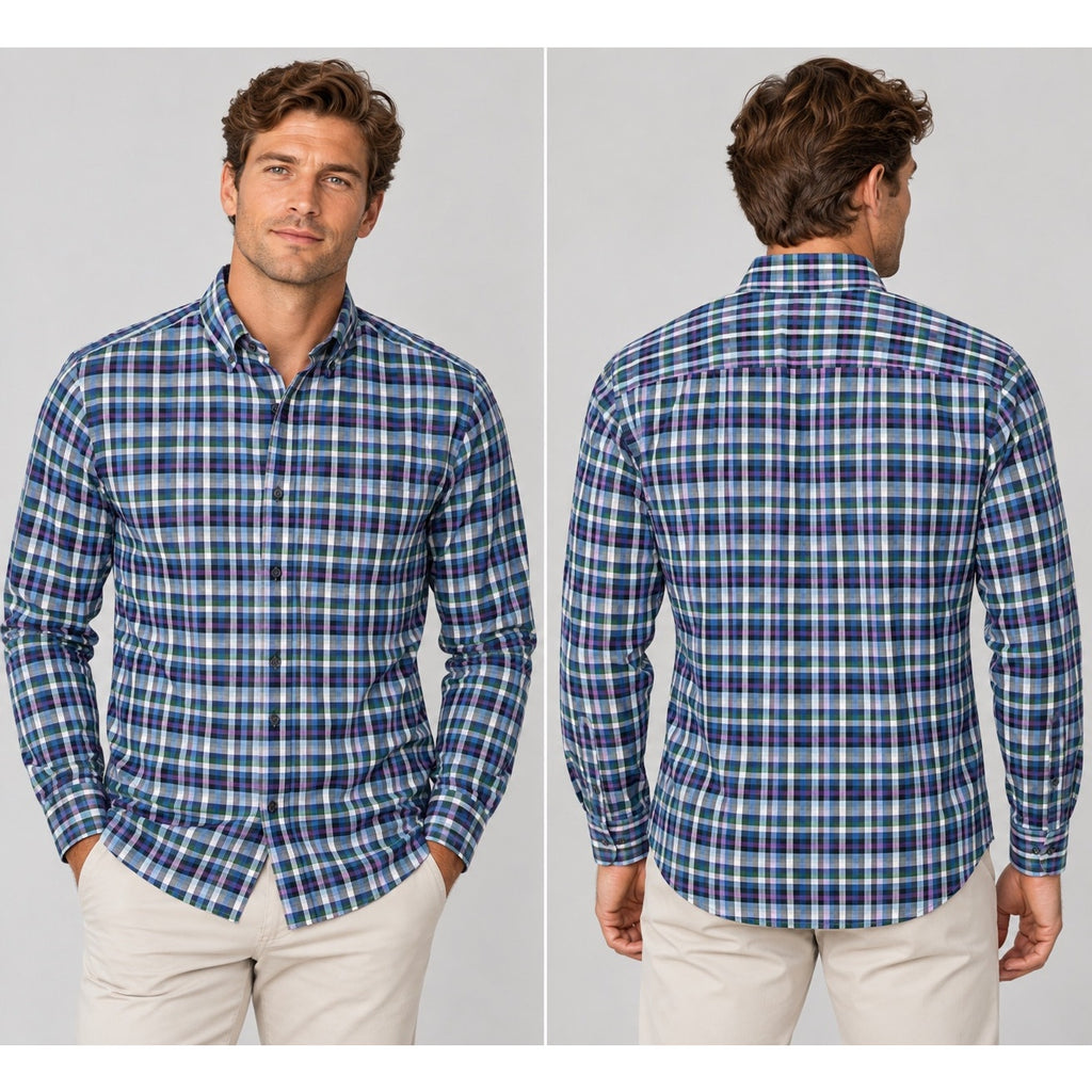 Mizzen+Main Leeward Collection Performance Plaid Trim Fit Long Sleeve Shirt — Size XL // Preowned