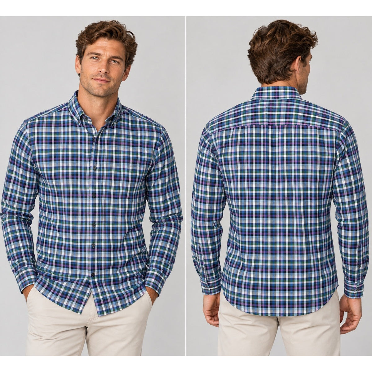Mizzen+Main Leeward Collection Performance Plaid Trim Fit Long Sleeve Shirt — Size XL // Preowned