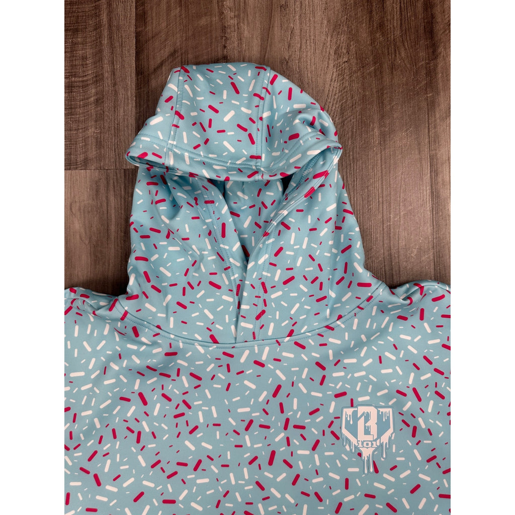 Baseball Lifestyle 101 Ice Cream Pullover Hoodie in Cotton Candy Blue — Size 2XL