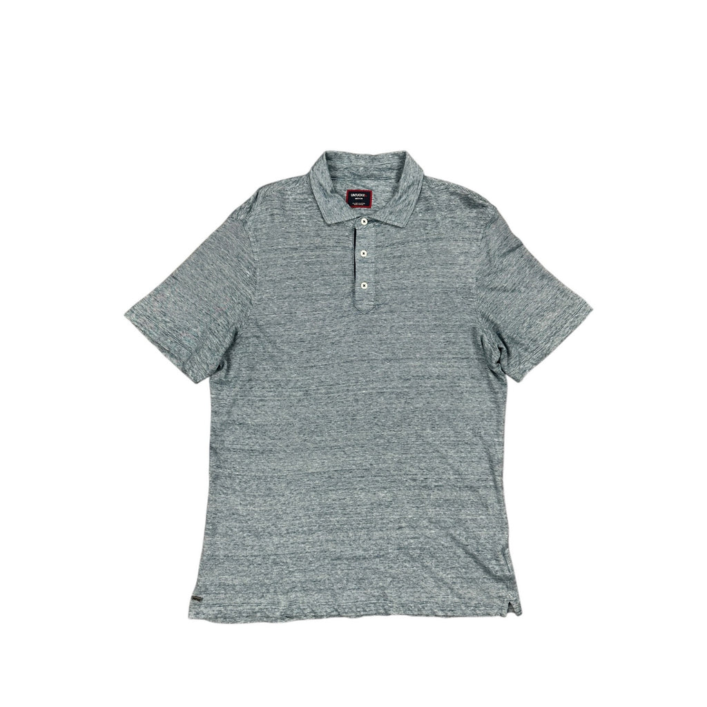 UNTUCKit Bardini Linen Blend Micro Stripe Regular Fit Polo — Size Medium // Preowned