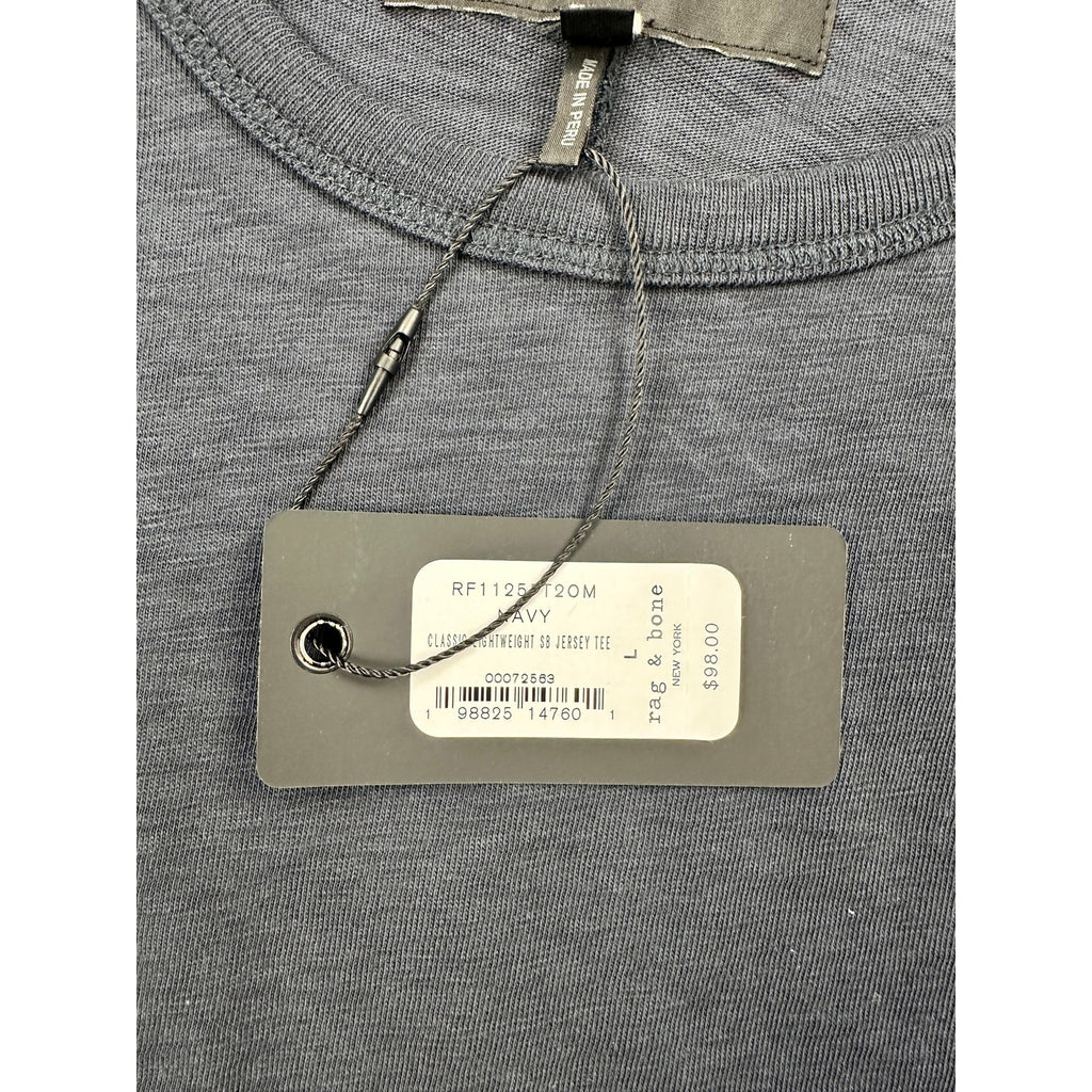Rag & Bone Classic Lightweight Slub Jersey Tee in Navy — Size Large