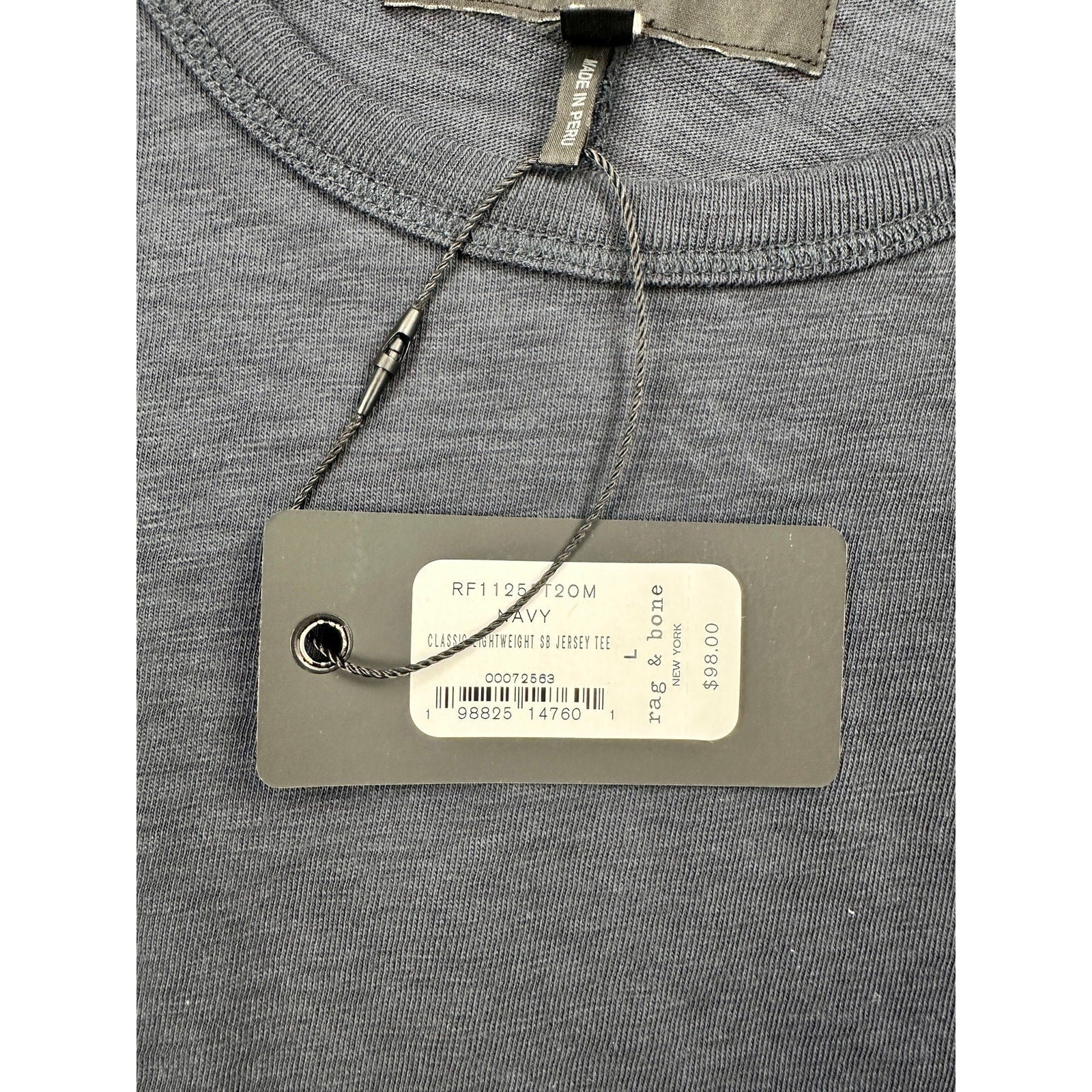 Rag & Bone Classic Lightweight Slub Jersey Tee in Navy — Size Large