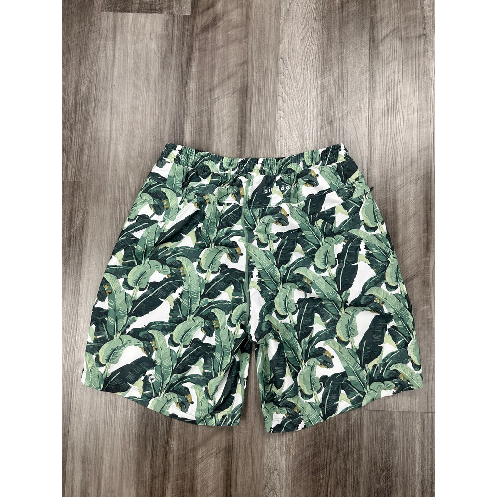 Birddogs Tropical Lined Gym Training Shorts in Greens, Tan and White — Size Large Extended // Preowned