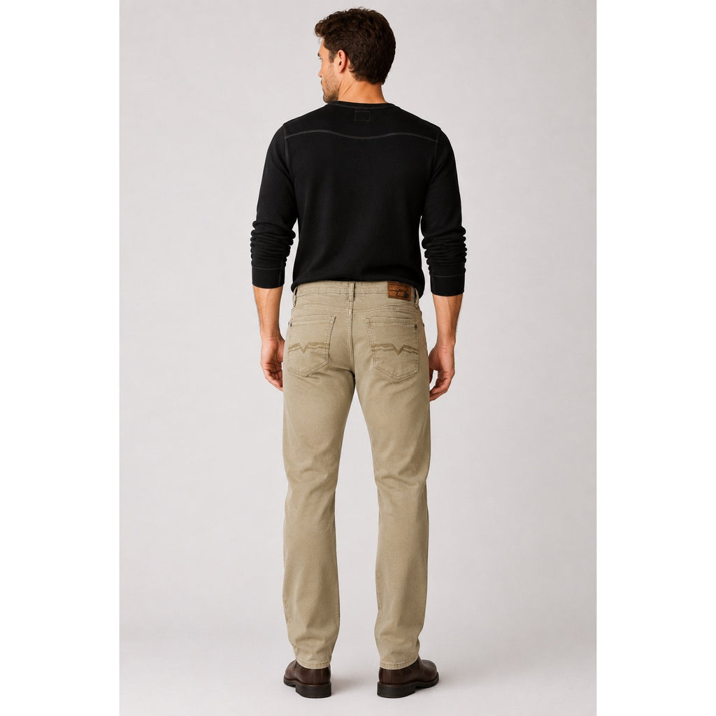 Buffalo David Bitton Six-X Straight Leg Twill Pant in Tan Khaki — Approx. 33x32