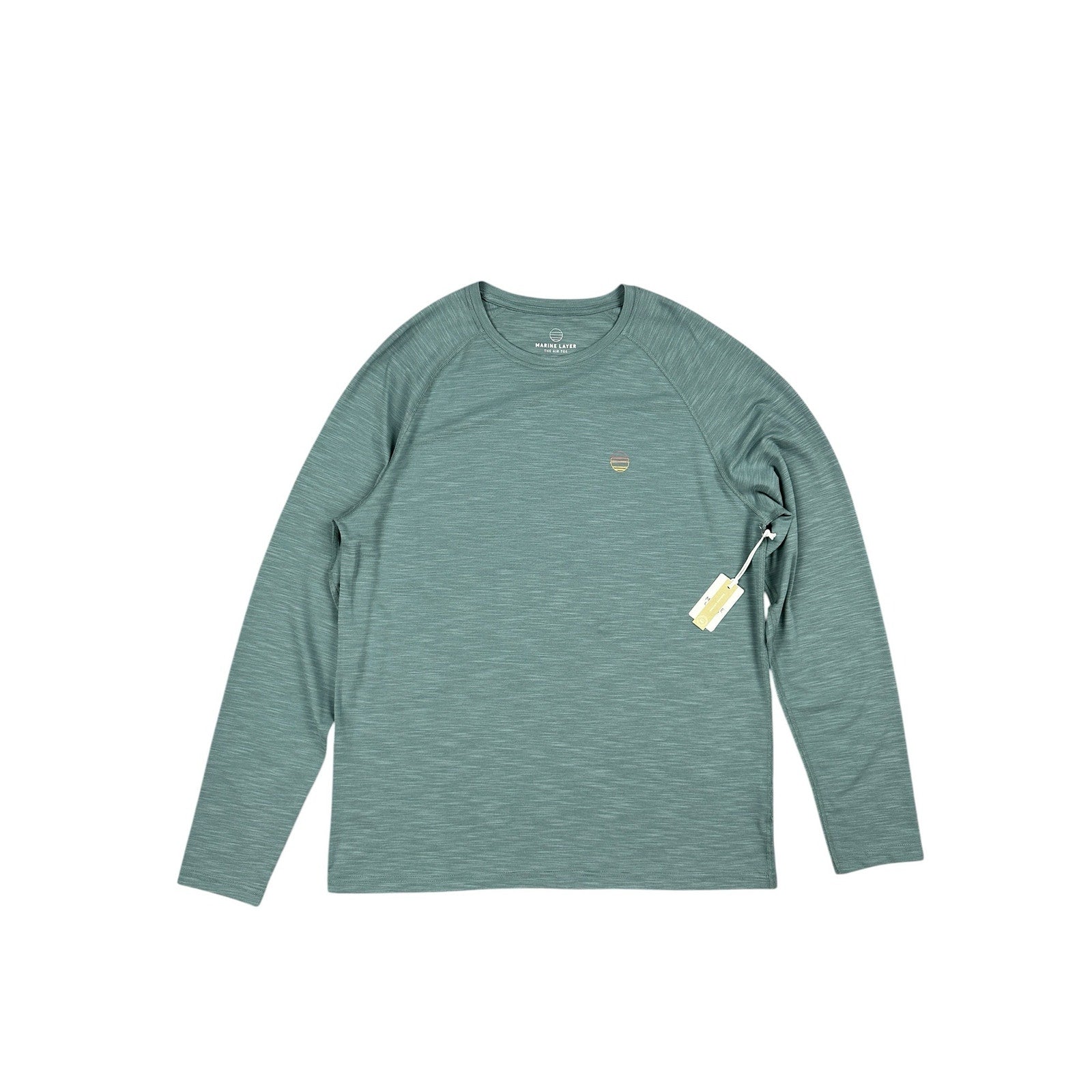 Marine Layer Midweight Crew Long Sleeve The Air Tee in North Atlantic Green — Size Larger (L/XL)