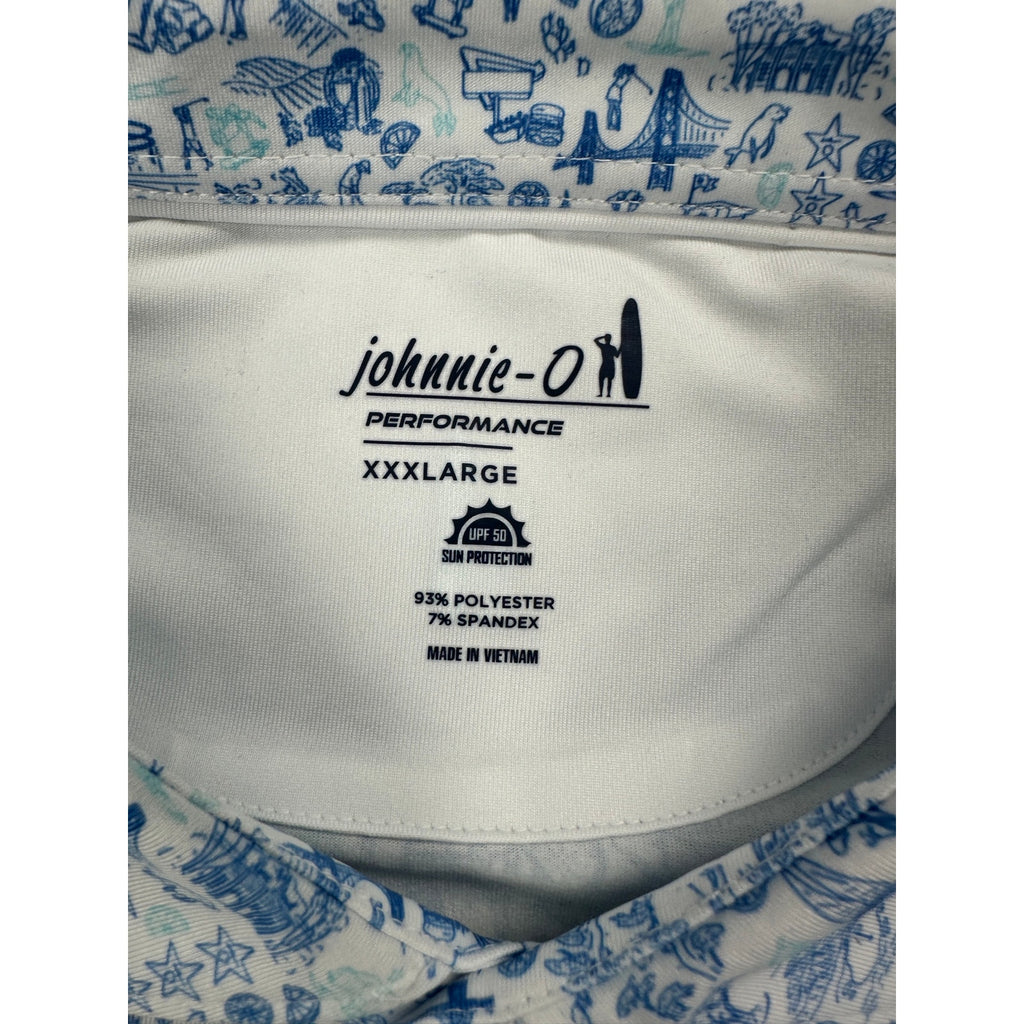 Johnnie-O 20 Years of Johnnie-O Performance Jersey Golf Polo in Palisades Blue — Size 3XL