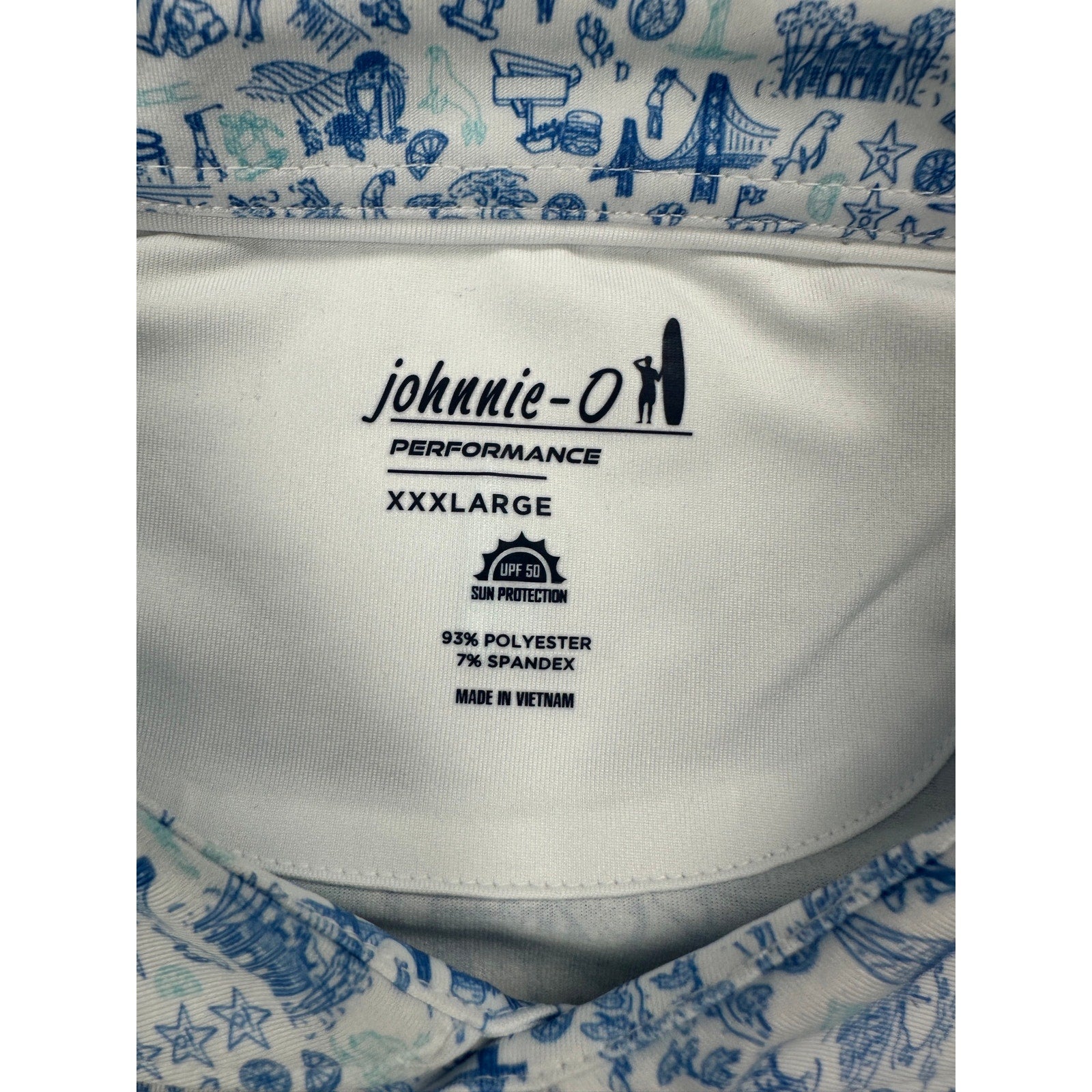 Johnnie-O 20 Years of Johnnie-O Performance Jersey Golf Polo in Palisades Blue — Size 3XL