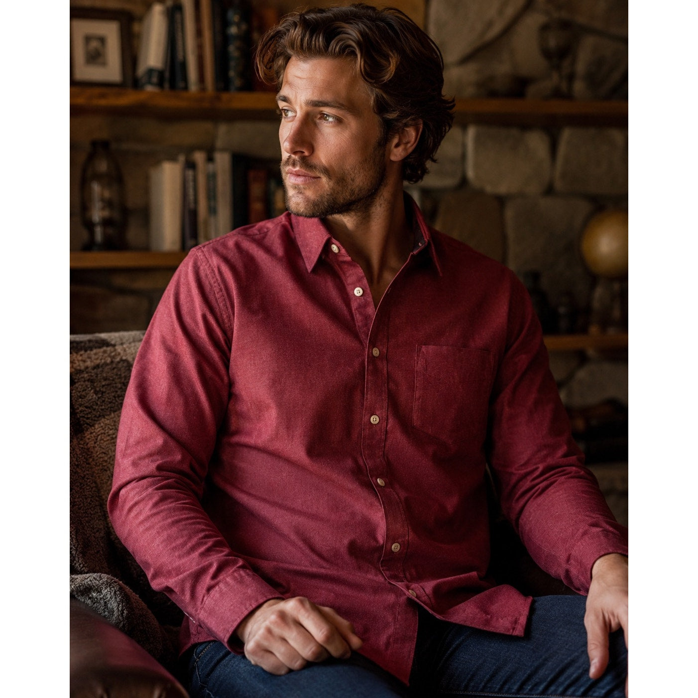 UNTUCKit Sherwood Flannel Long Sleeve Button Down in Dark Red — Size XL // Preowned