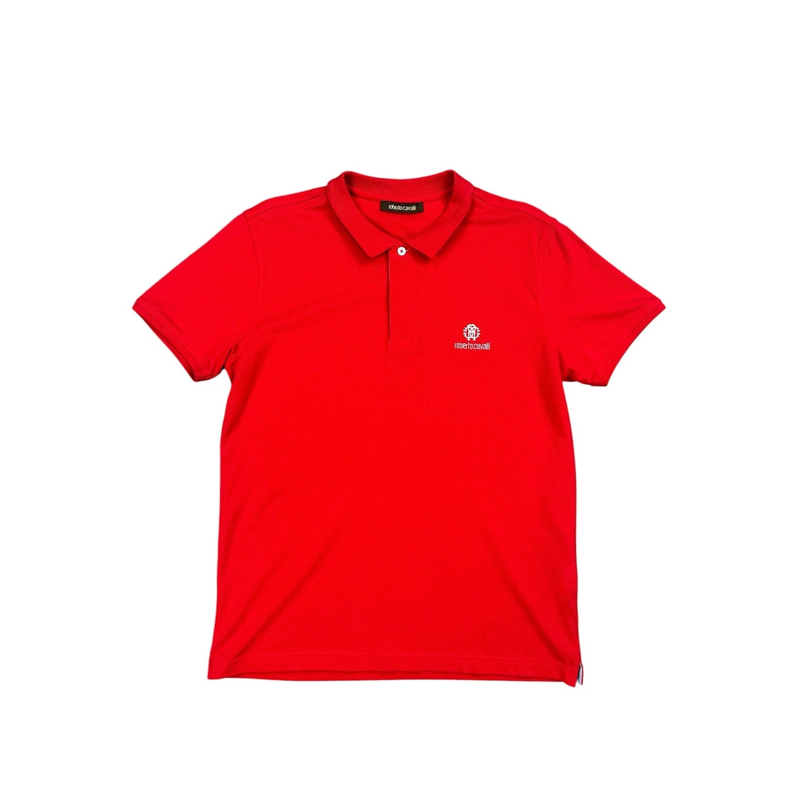 Roberto Cavalli Pique Knit Cotton Polo in Red — Size Large // Preowned