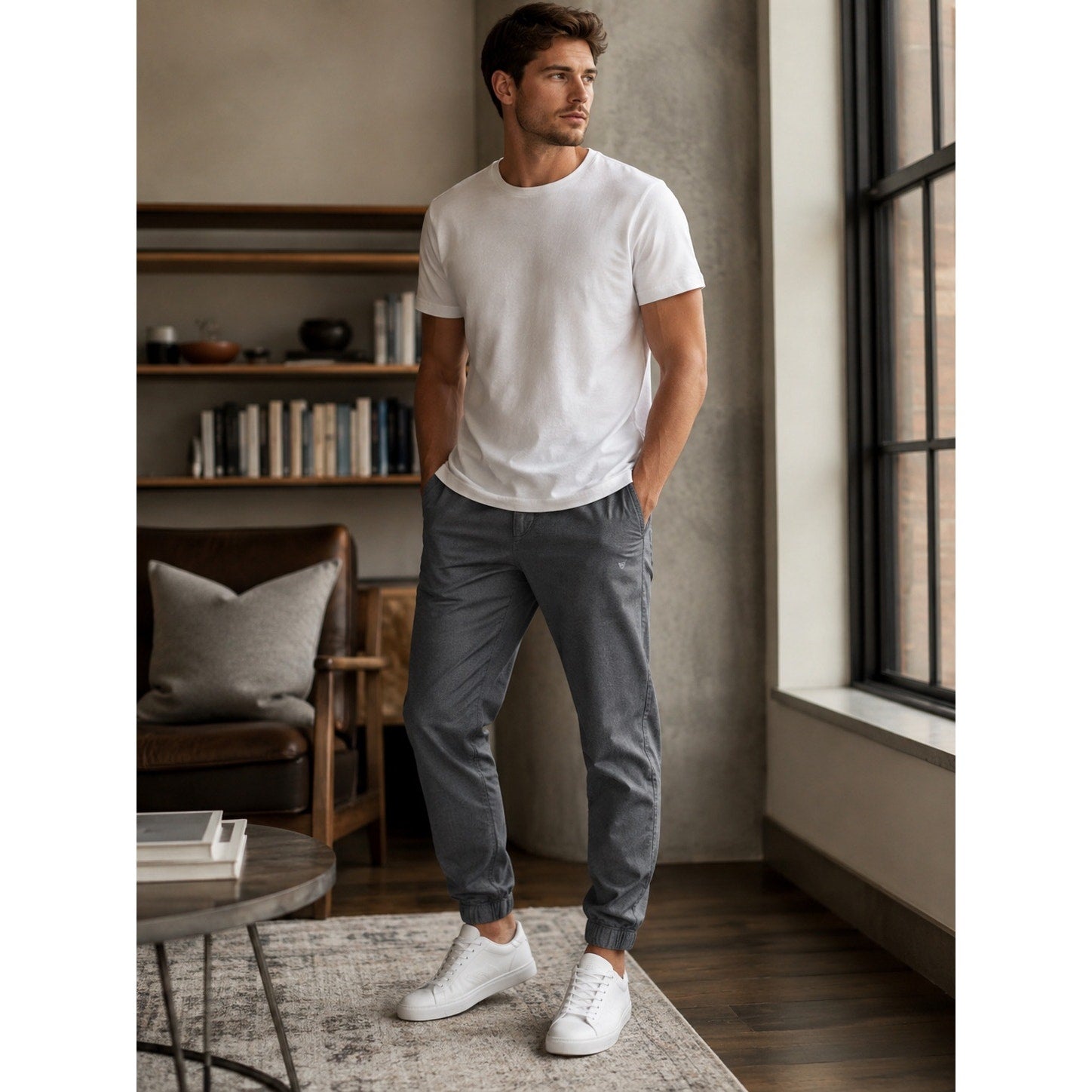 Mack Weldon Radius Stretch Twill Chino Jogger in Charcoal — Size Large // Preowned