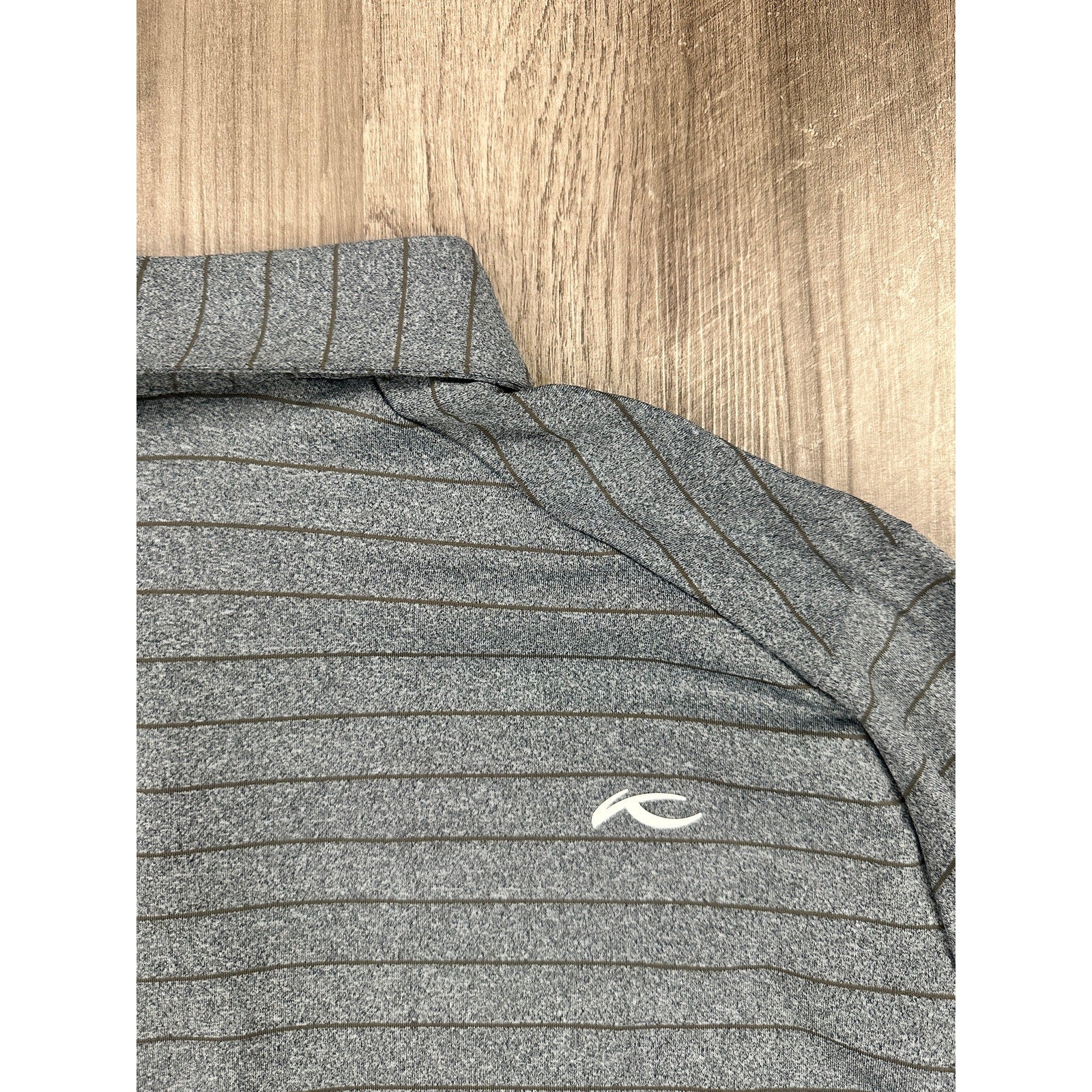 KJUS Soren Melange Stripe Long Sleeve Polo in Petrol Blue, Iron — Size 50 (Medium)