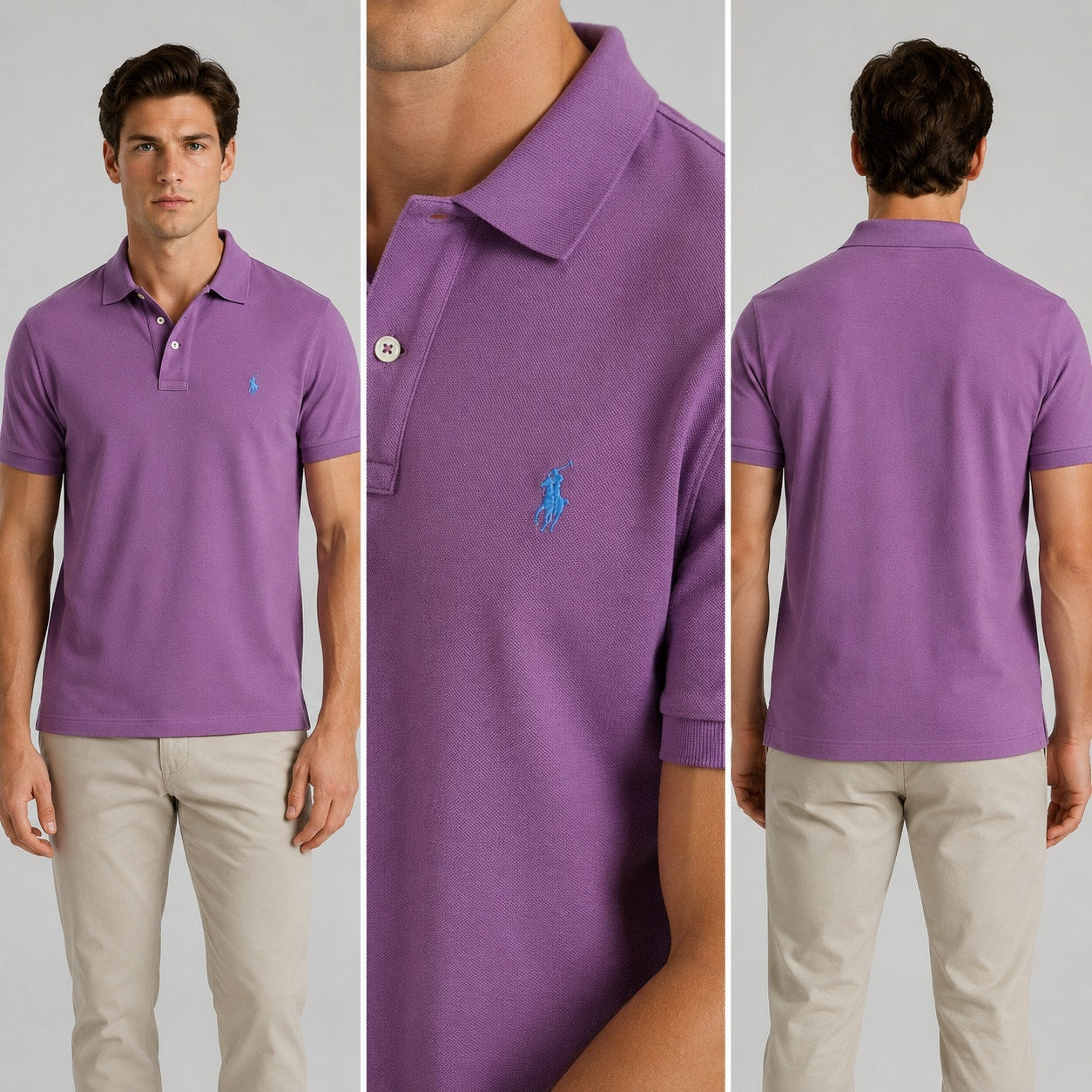 Polo Ralph Lauren Classic Fit Purple Mesh Knit Polo - 4XB