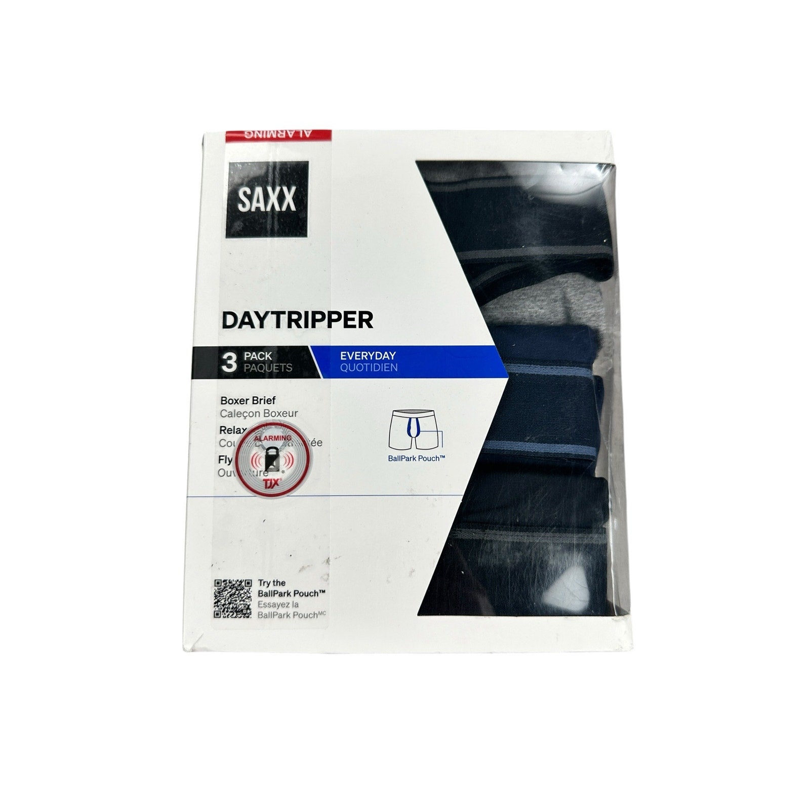 Saxx Daytripper Ball Park Pouch Everyday 5-Inch Boxer Brief 3-Pack in Gray Navy Black — Size Small