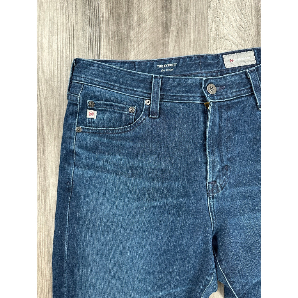 AG Adriano Goldschmied Everett Slim Straight Denim 360 Jean in Blue — Size 32x34 // Preowned
