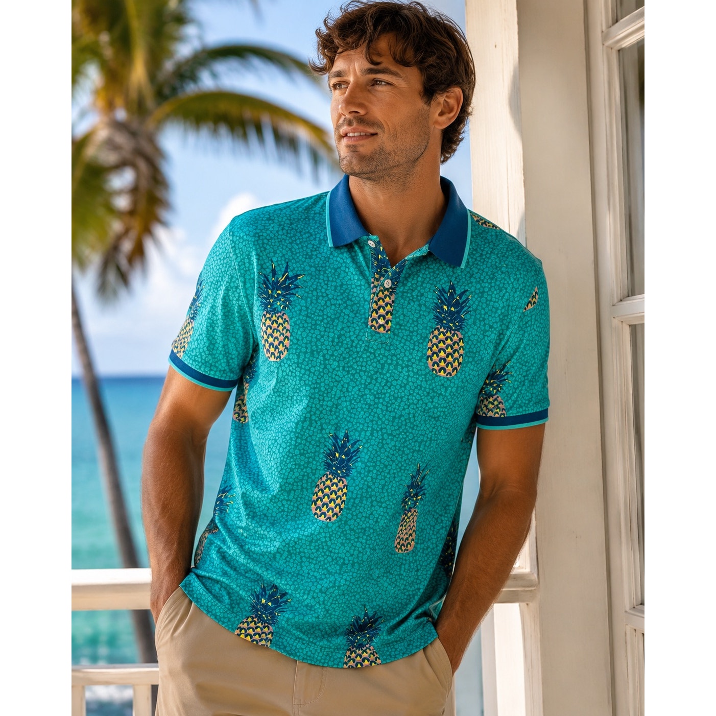 Chubbies The Green Giant Pineapple Pique Polo — Size Small