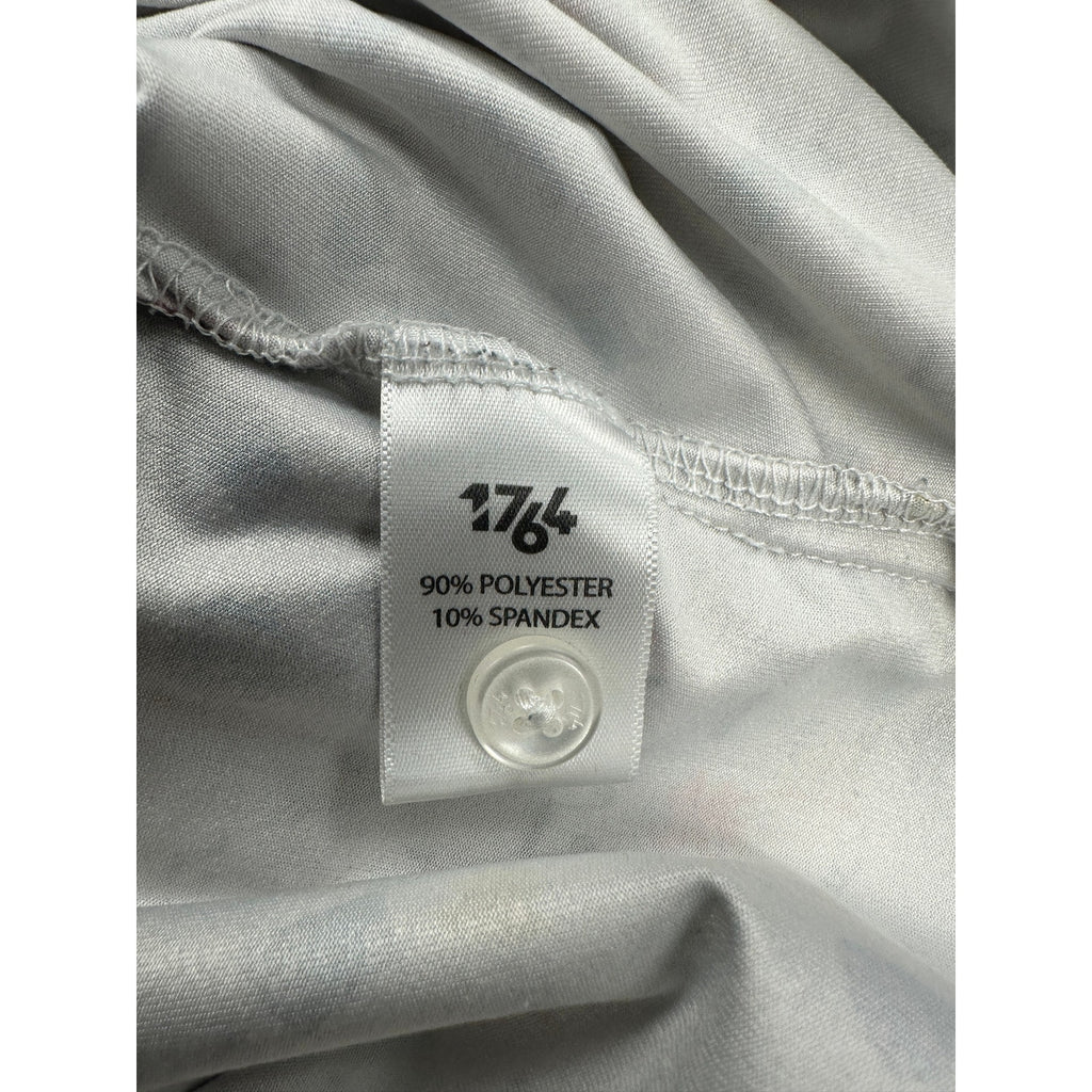 1764 Festival Print Golf Polo in Silver Gray Ivory Multi-Print — Size Medium // Preowned
