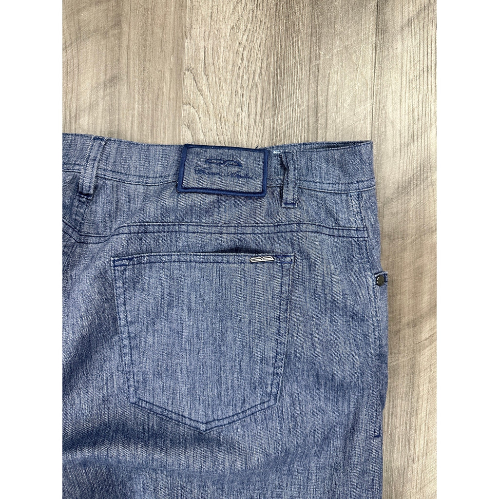 Cesare Attolini Chambray Linen Blend Pants in Blue — Size 42 // Preowned