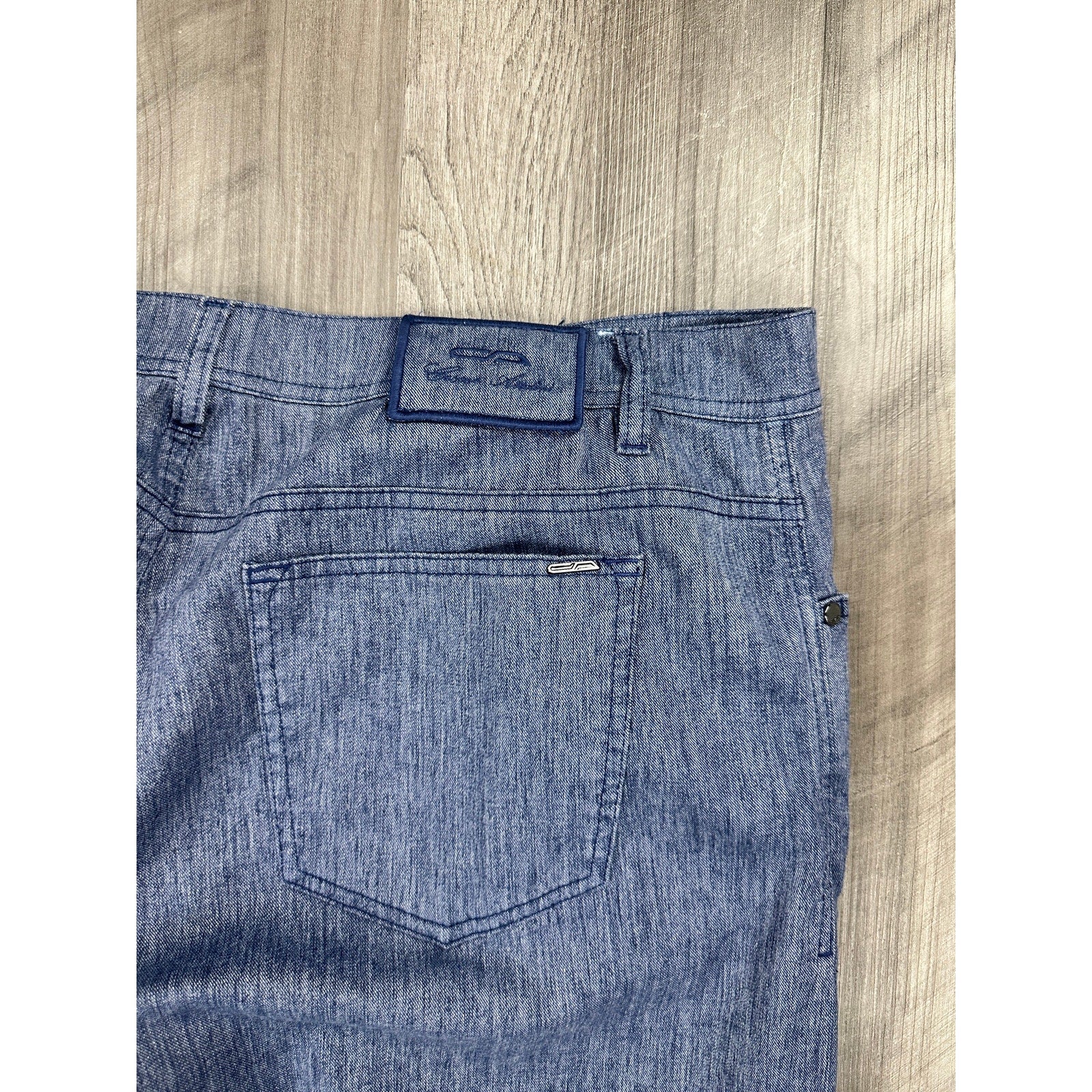 Cesare Attolini Chambray Linen Blend Pants in Blue — Size 42 // Preowned
