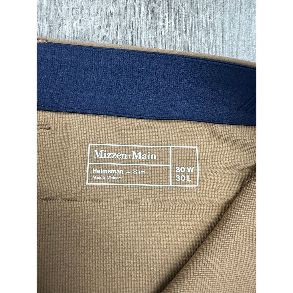Mizzen+Main Helmsman Performance Slim Fit Chino Pants in Mocha — Size 30x30