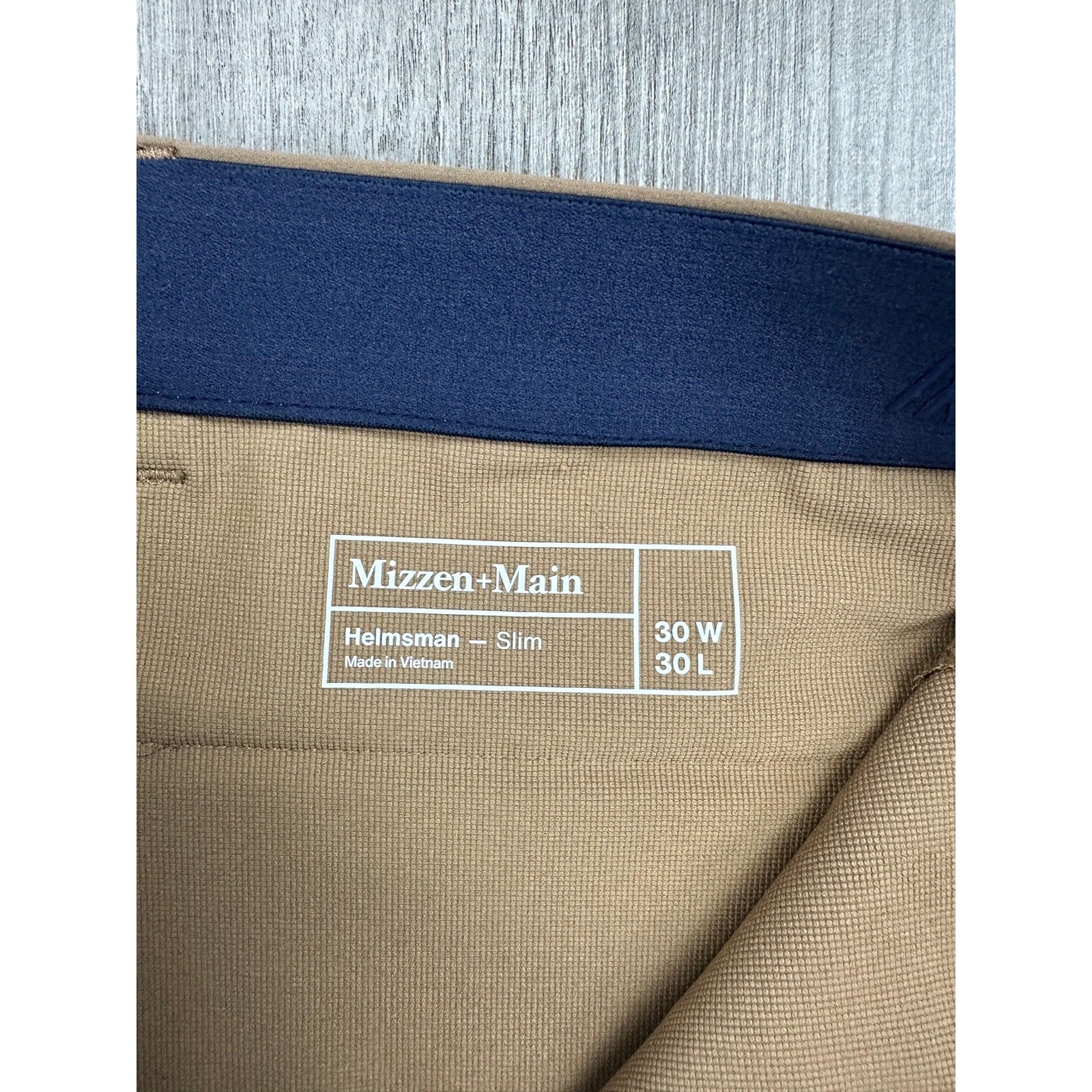 Mizzen+Main Helmsman Performance Slim Fit Chino Pants in Mocha — Size 30x30
