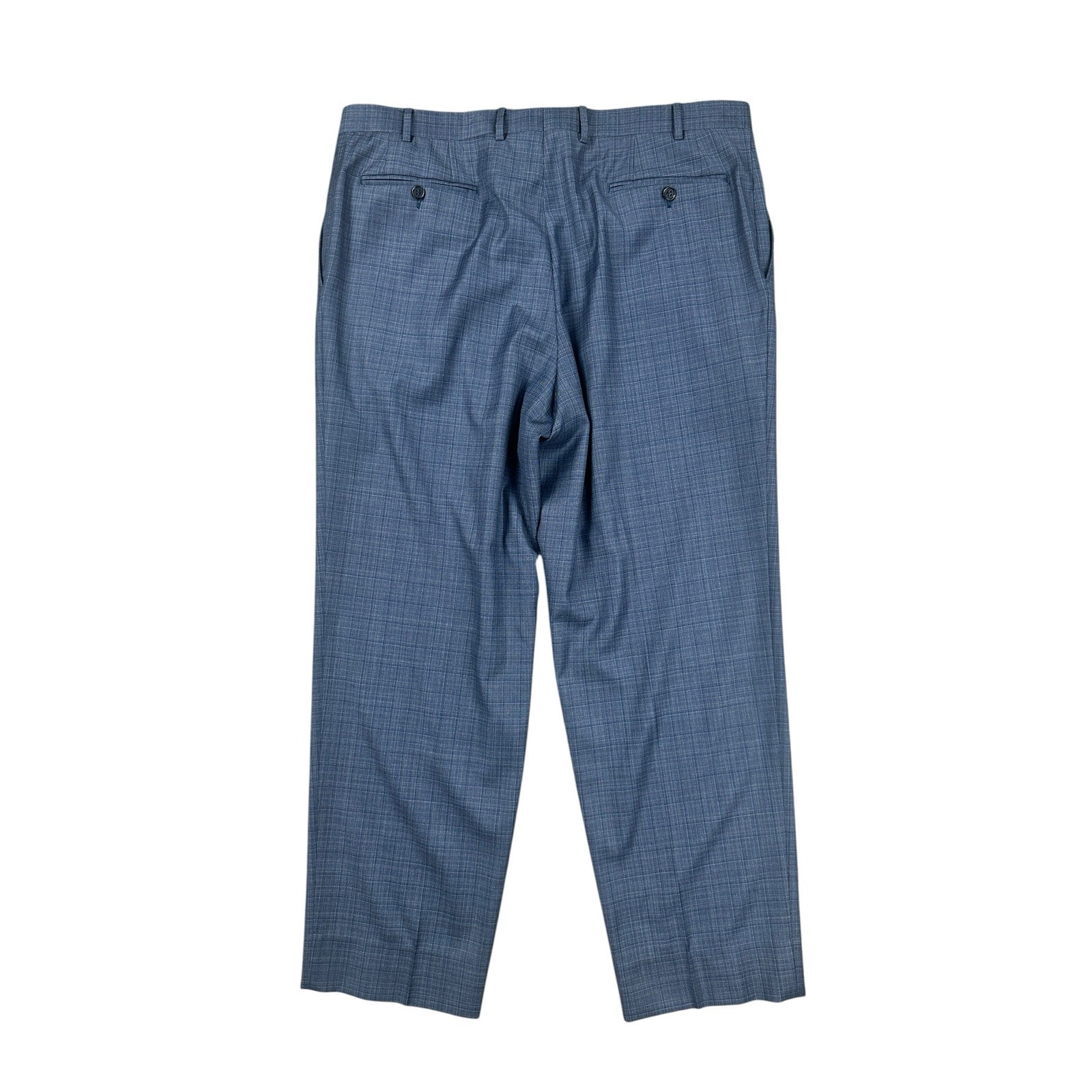 Canali Wool Plaid Dress Pants in Navy Gray Pinstripe — Size 38 // Preowned