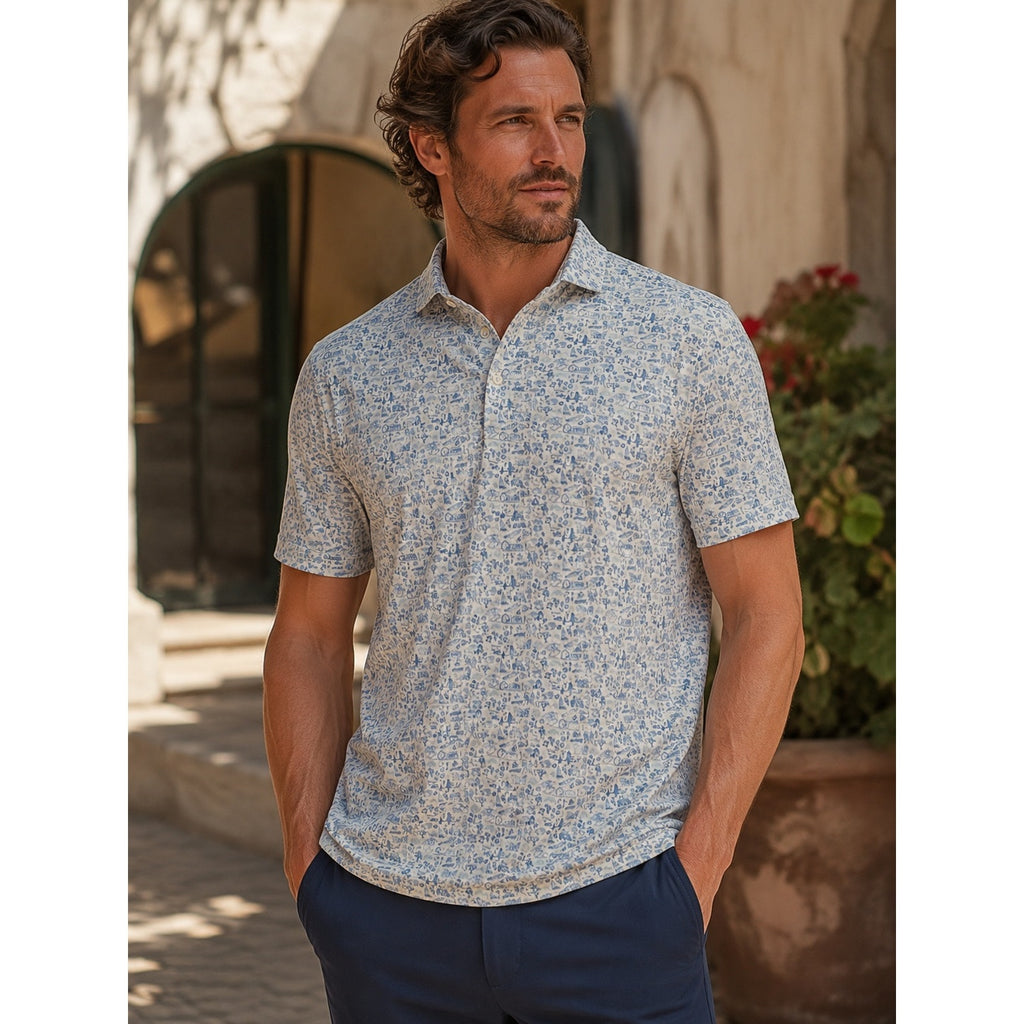 Johnnie-O 20 Years of Johnnie-O Performance Jersey Golf Polo in Palisades Blue — Size 3XL