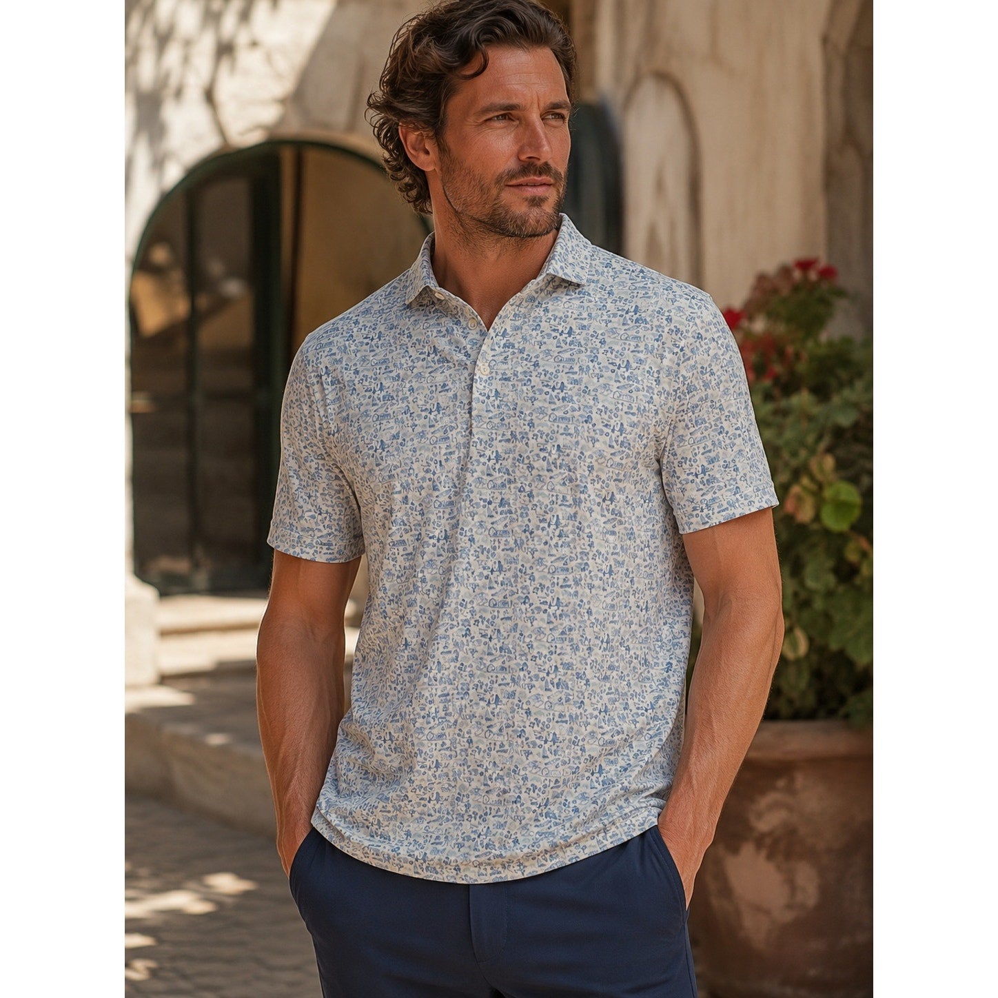 Johnnie-O 20 Years of Johnnie-O Performance Jersey Golf Polo in Palisades Blue — Size 3XL