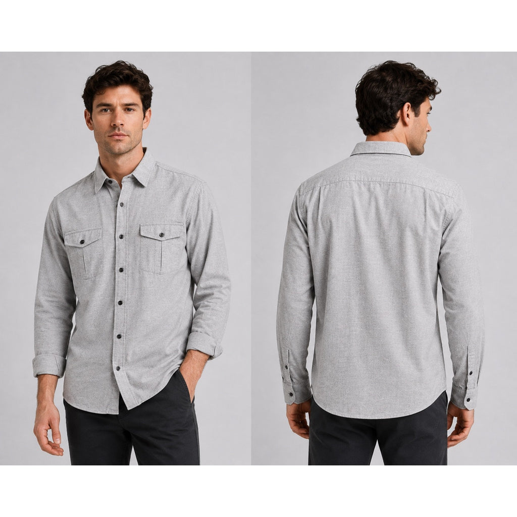 Teddy Stratford Two Pocket Organic Long Sleeve Shirt in Gray — Size 1 (US Small) // Preowned