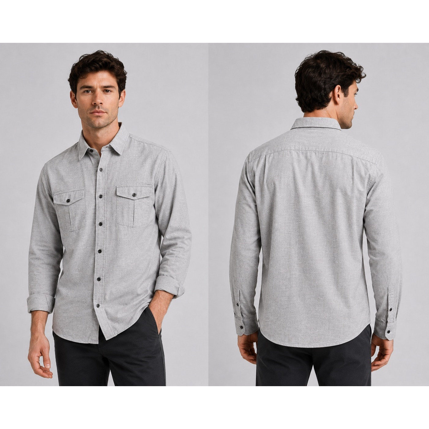 Teddy Stratford Two Pocket Organic Long Sleeve Shirt in Gray — Size 1 (US Small) // Preowned