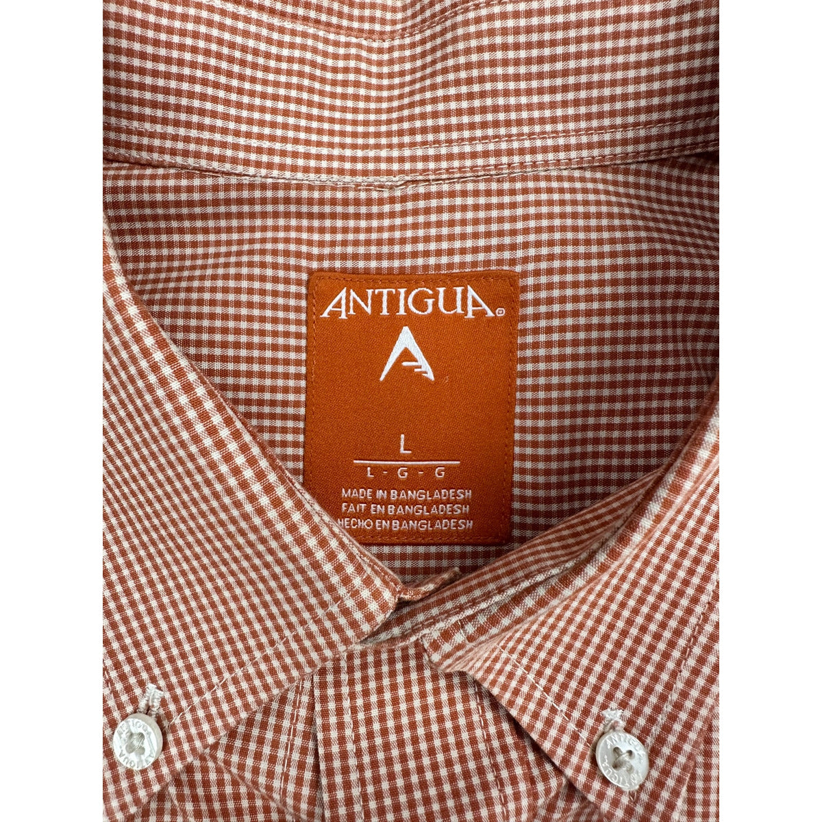 Antigua Texas Longhorns Micro Check Long Sleeve Shirt — Size Large // Preowned