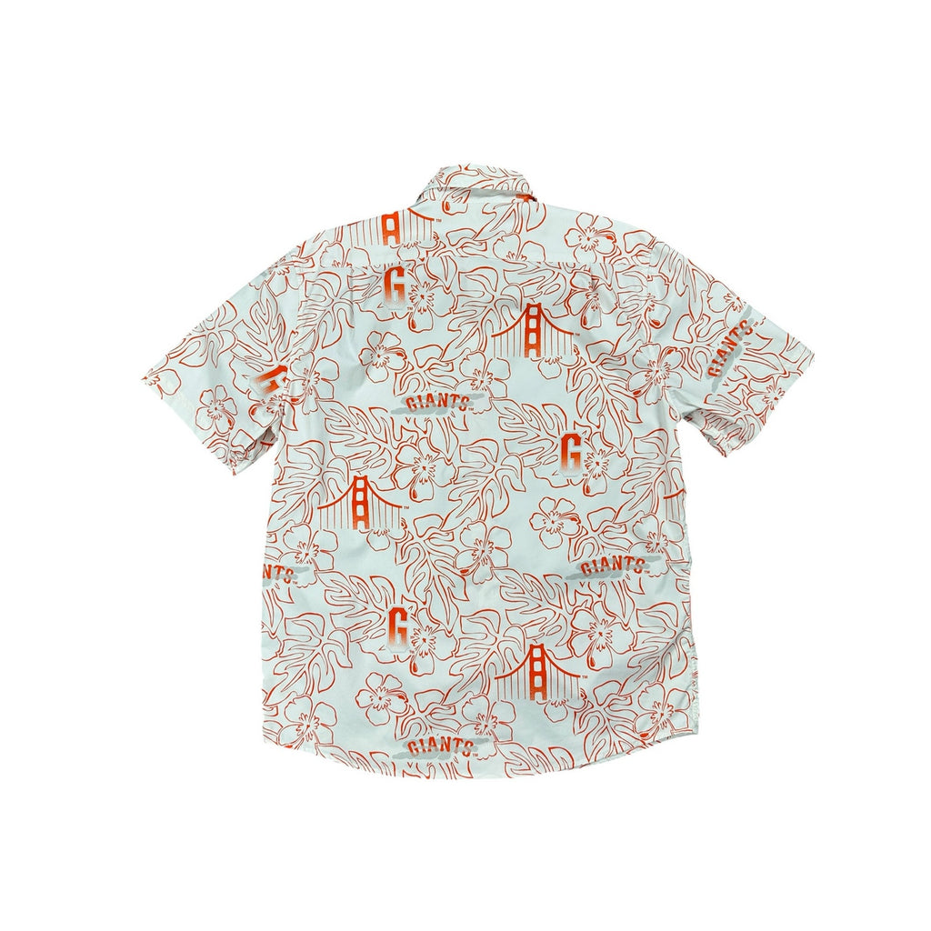 Reyn Spooner San Francisco Giants MLB Genuine Merchandise Hawaiian Short Sleeve in White, Orange and Grey — Size Medium // Preowned