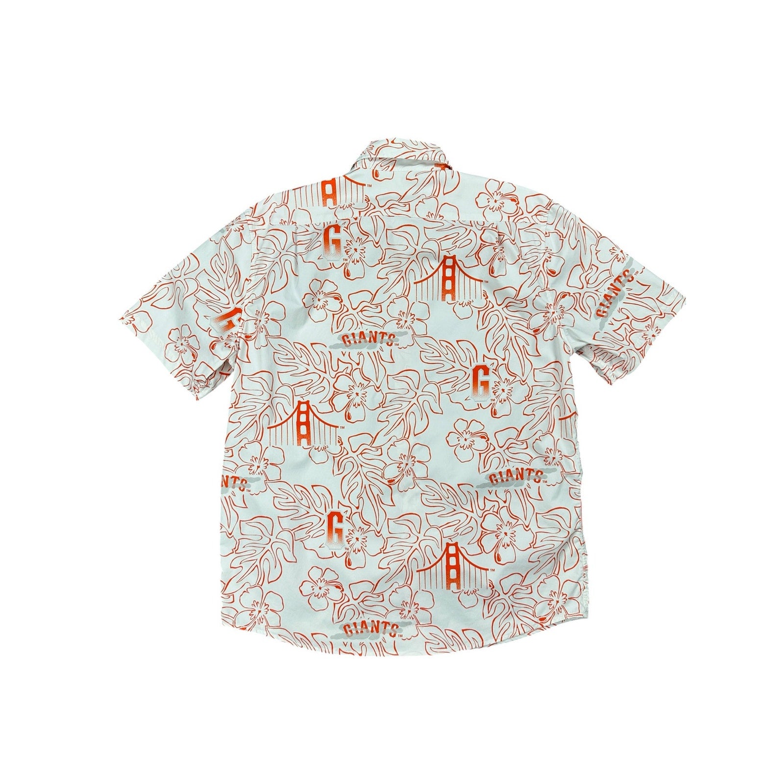Reyn Spooner San Francisco Giants MLB Genuine Merchandise Hawaiian Short Sleeve in White, Orange and Grey — Size Medium // Preowned