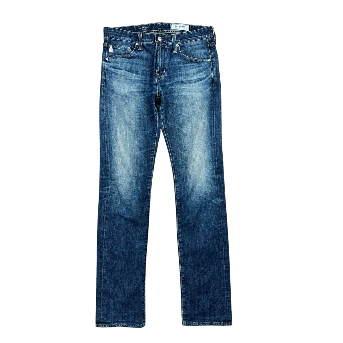 AG Adriano Goldschmied The Matchbox Slim Straight 15-Year Wash Lead Stretch Made in USA Jeans — Size 30 // Preowned