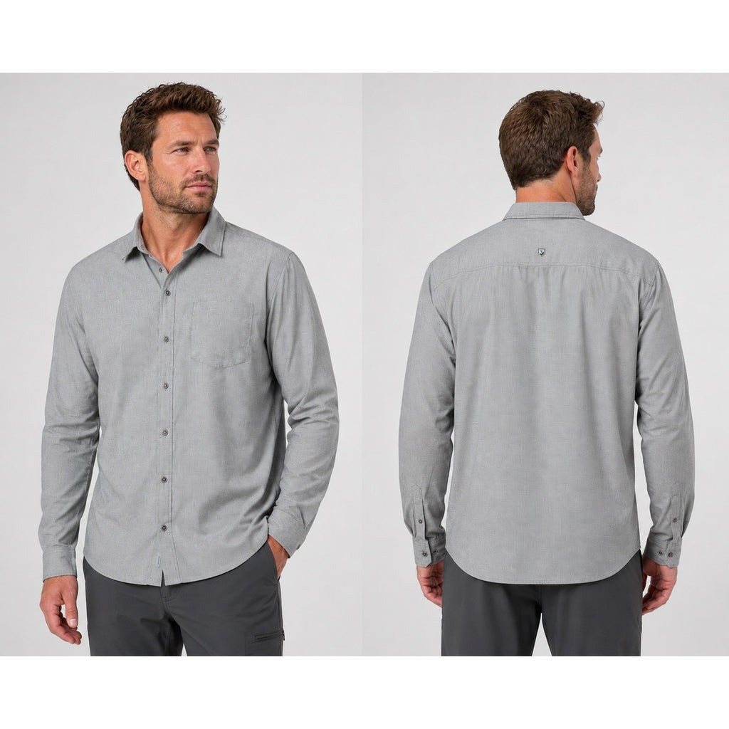 Kuhl Micro Stripe Long Sleeve Shirt in Gray, White — Size 2XL // Preowned