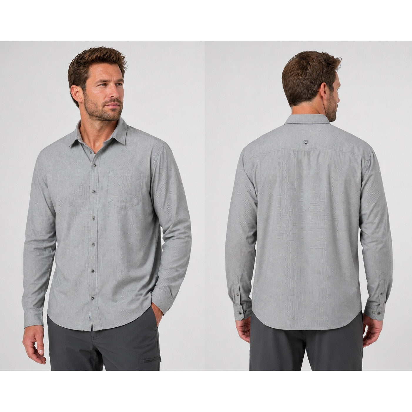 Kuhl Micro Stripe Long Sleeve Shirt in Gray, White — Size 2XL // Preowned