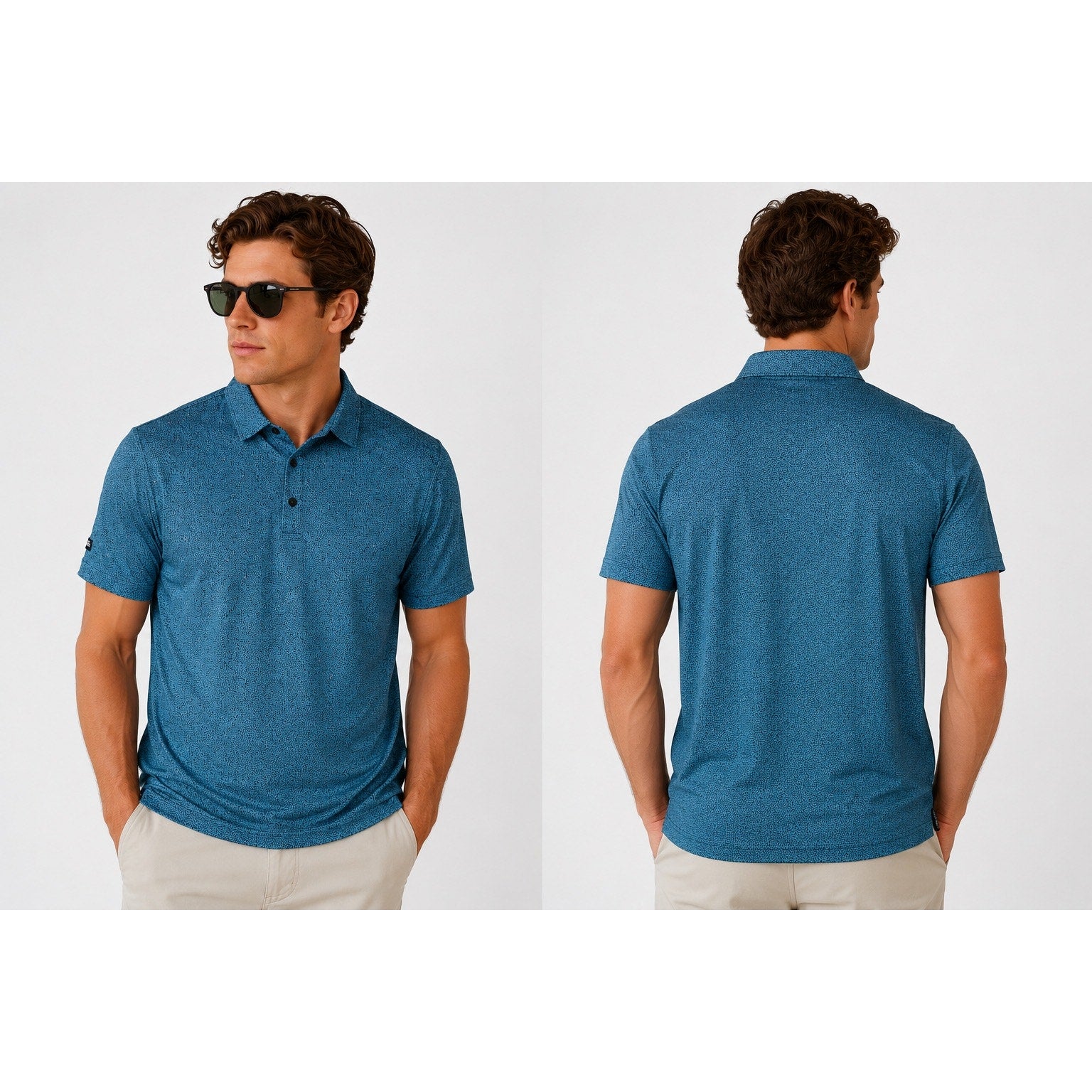 Sunday Swagger Dotted Golf Polo in Teal Black Hot Coral — Size 2XL // Preowned