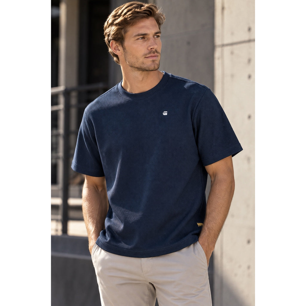 G-Star Structured Boxy Waffle Jersey Knit Tee — Size Small