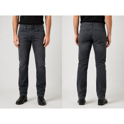 Adriano Goldschmied Everett Slim Straight Jeans in Half Done Charcoal — Size 28x34 // Preowned