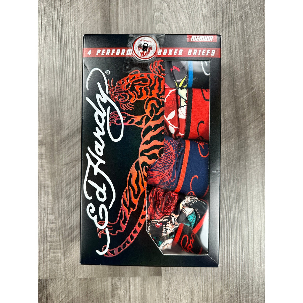 Ed Hardy Performance Boxer Briefs 4-Pack — Size Medium