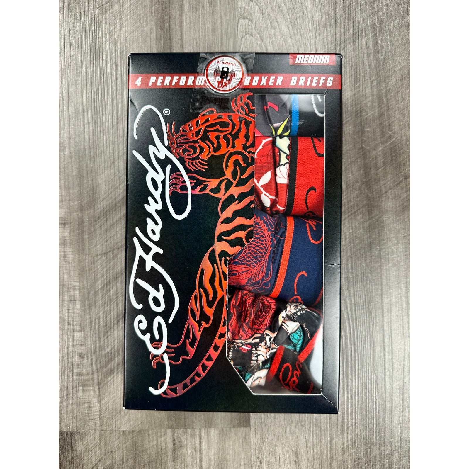Ed Hardy Performance Boxer Briefs 4-Pack — Size Medium