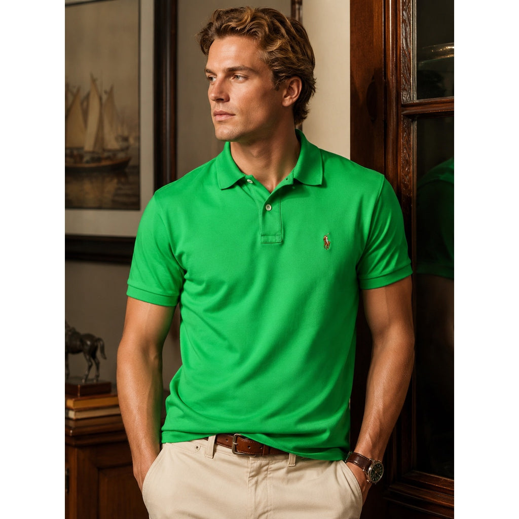 Polo Ralph Lauren Pima Soft Touch Interlock Polo in Light Bright Green — Size Medium // Preowned