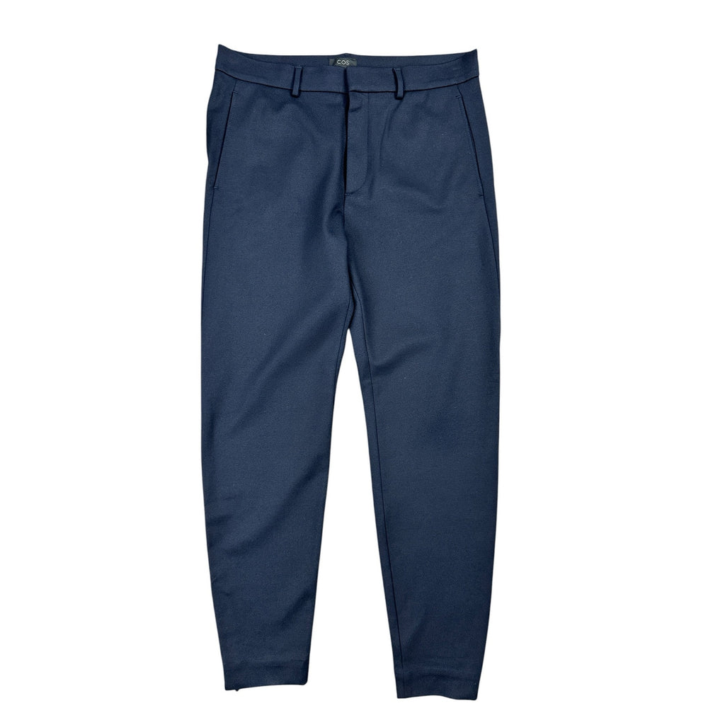 COS Slim Tapered Viscose Blend Ankle Zip Trousers in Navy — Size 50 (US 34R) // Preowned